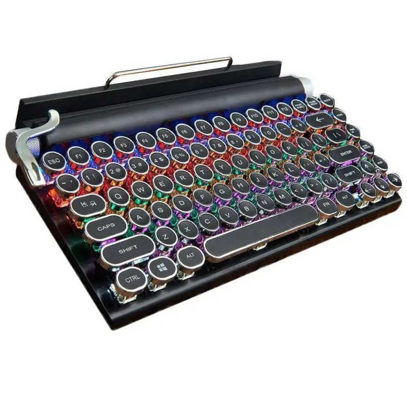 Retro Typewriter Keyboard 83 Keys Wireless Bluetooth RGB Colorful Backlight Mechanical Keyboard For Phone Tablet Laptop Gamer