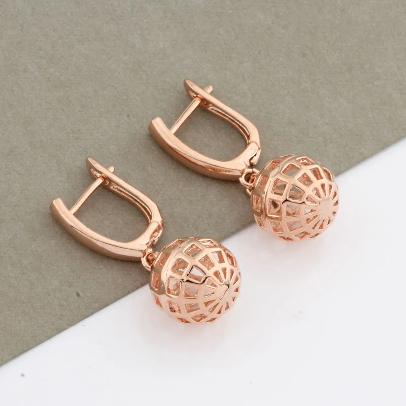 Новинка 2022 классические полые серьги и подвески из розового золота 585 пробы набор