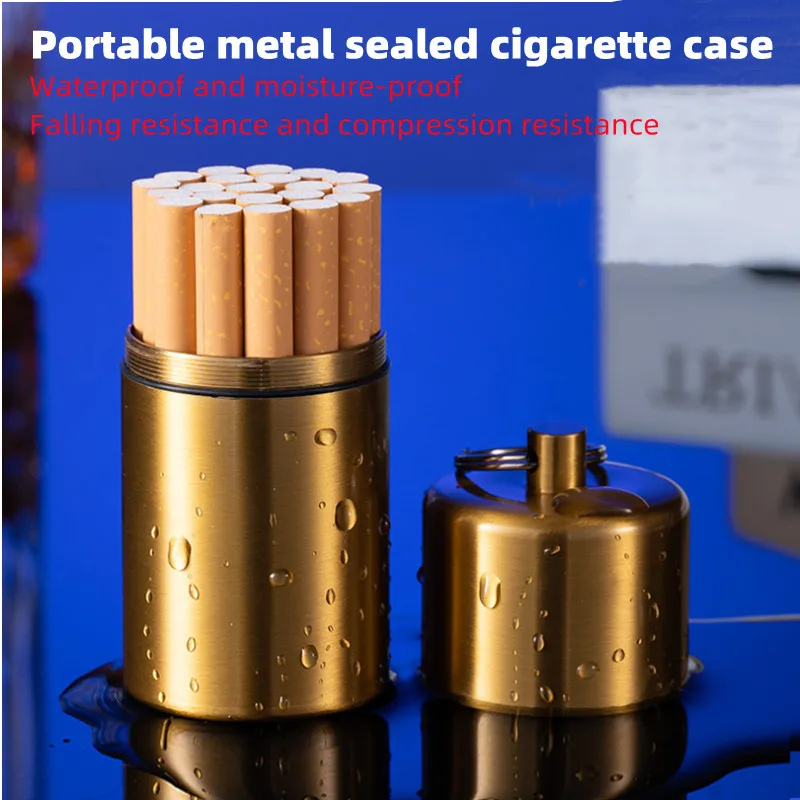 1pc Zinc Alloy Cigarette Case Portable Mini Waterproof Metal Cigarette Box with Keychain Sliver Color Pill Case Gift for Man