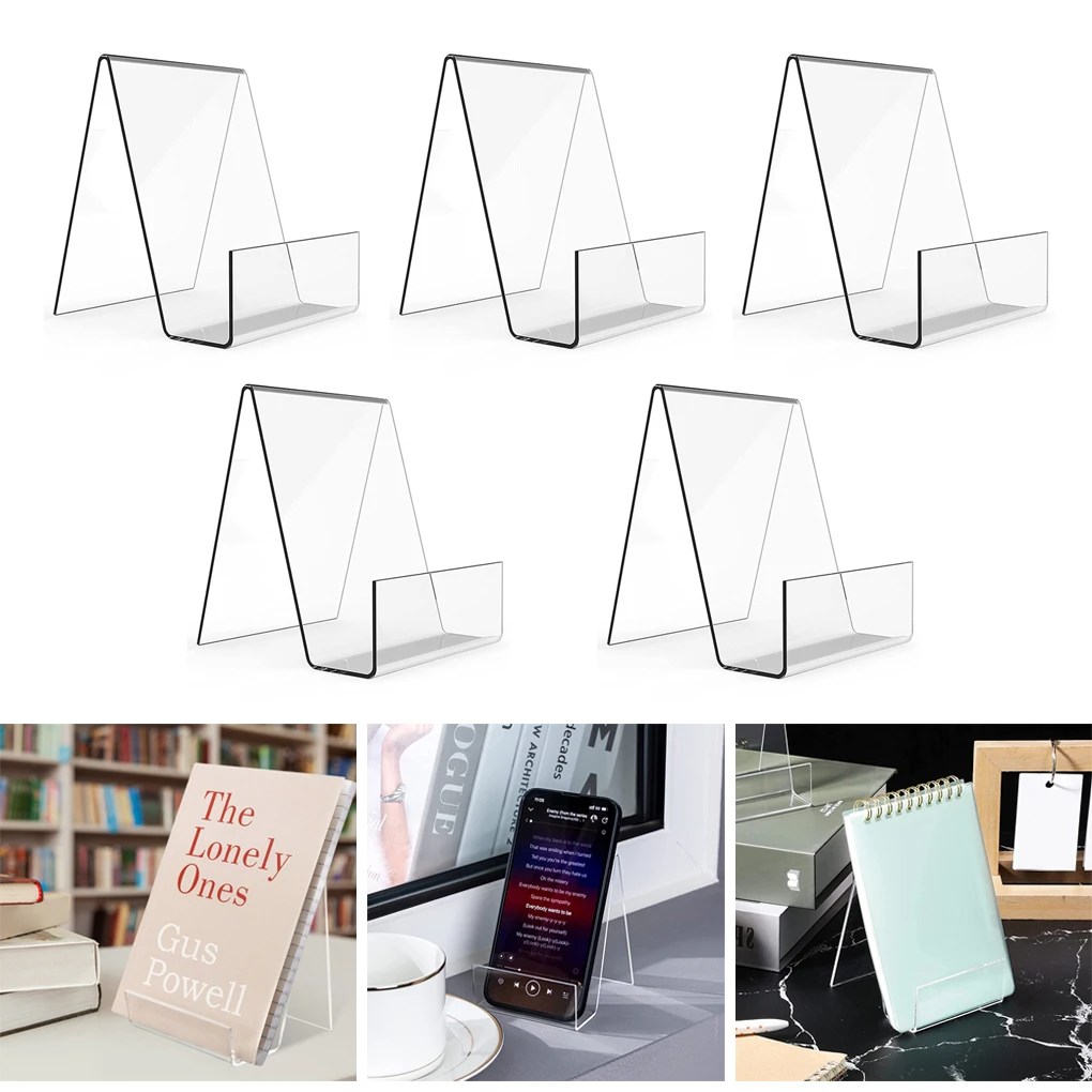 

Набор из 5 предметов, прочный прозрачный держатель для книг, широкое применение, бесцветная прозрачная подставка для книг