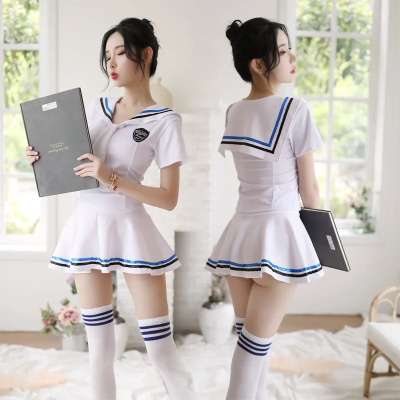 

Erotic Lingerie Female Sexy Student Uniform Temptation Short Skirt School Uniform Sailor Suit JK Suit Role-playing Stockings