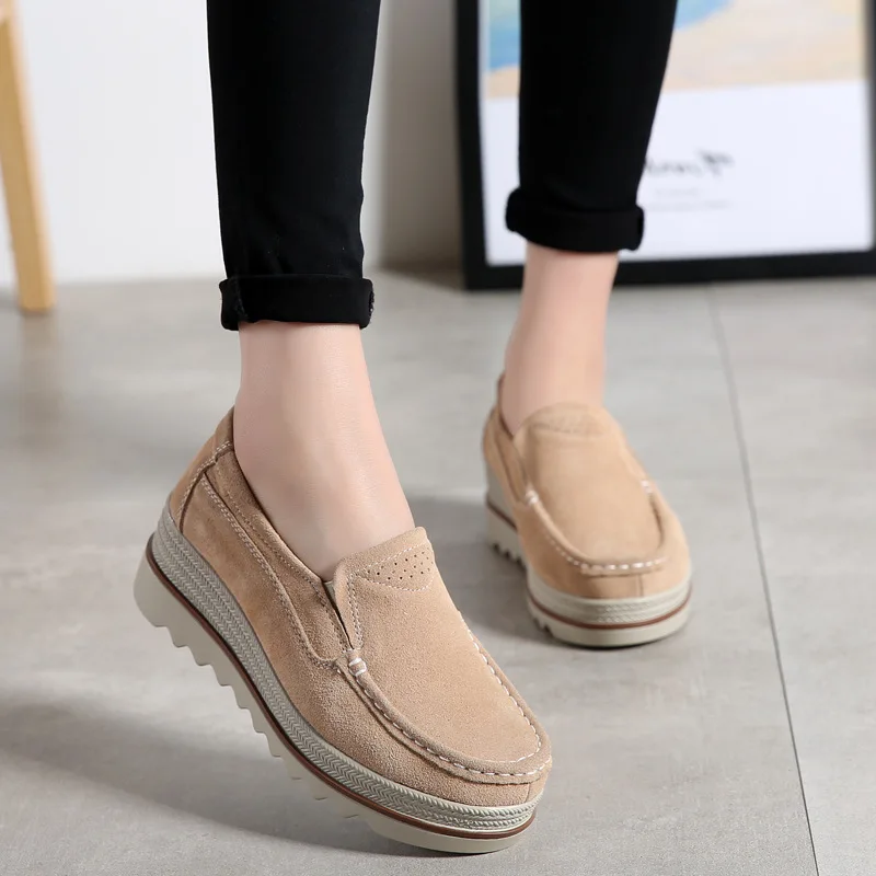 2023 Spring Women Flats Shoes Woman Platform Slip on Sneakers Suede Ladies Tenis Loafers Moccasins Casual Sapatilha Feminina