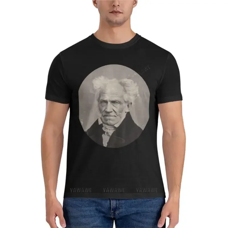 Мужская футболка брендовые топы летние Arthur Schopenhauer (наклейка) облегающая пустые