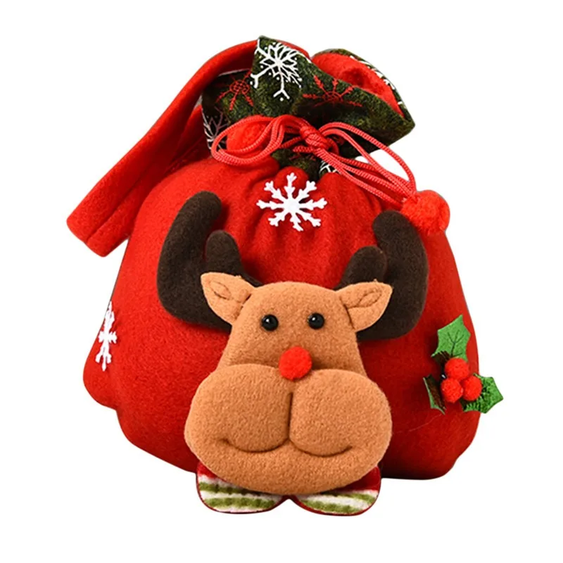 Рождественская Подарочная сумка для конфет Холщовый декоративный мешок на