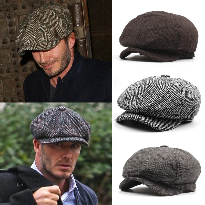 

Autumn and Winter Warm Flat Peaked Cap Male Casual Octaonal at Man Restore Beret at Male Dad Newsboy Cap