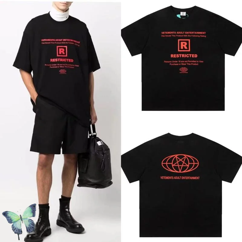 

2022 Stock Red Logo Men Vetement Oversize T-shirt Summer Casual VTM T Shirt