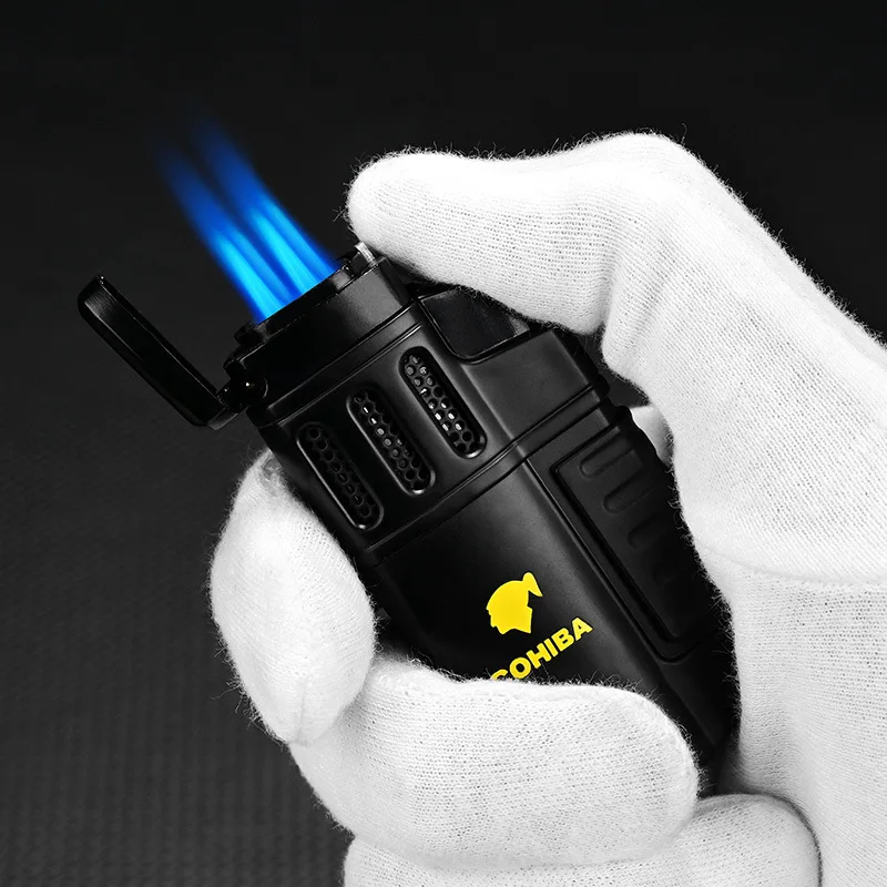 

Классическая Высококачественная модная ветрозащитная Зажигалка COHIBA для сигар, портативная зажигалка с 4 отверстиями, подарок для мужчин