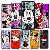 disney minnie mouse cute for samsung galaxy s22 s21 s20 ultra plus pro s10 s9 s8 s7 4g 5g silicone soft black phone case fundas
