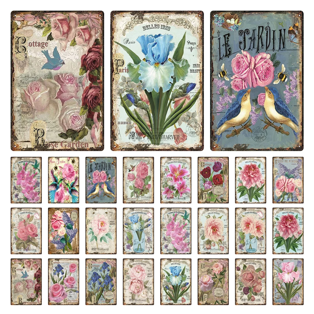 

[ Mike86 ] Orchid Rose Flowers Metal Sign Tin Poster Home Decor Wall Art Painting 20*30 CM Size DD-64