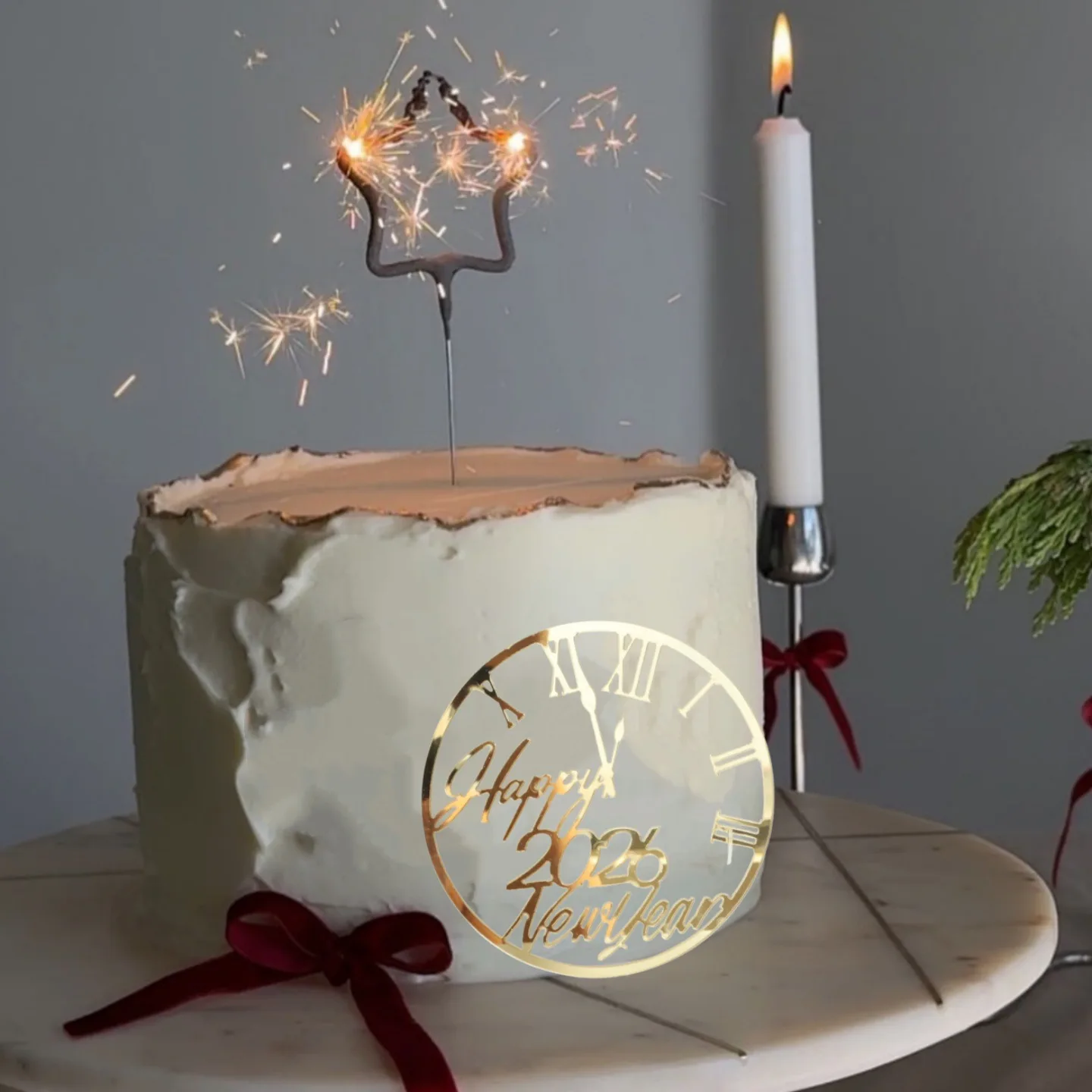 MOONBIFFY Золотые акриловые новогодние топперы для торта