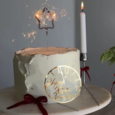 MOONBIFFY Золотые акриловые новогодние топперы для торта