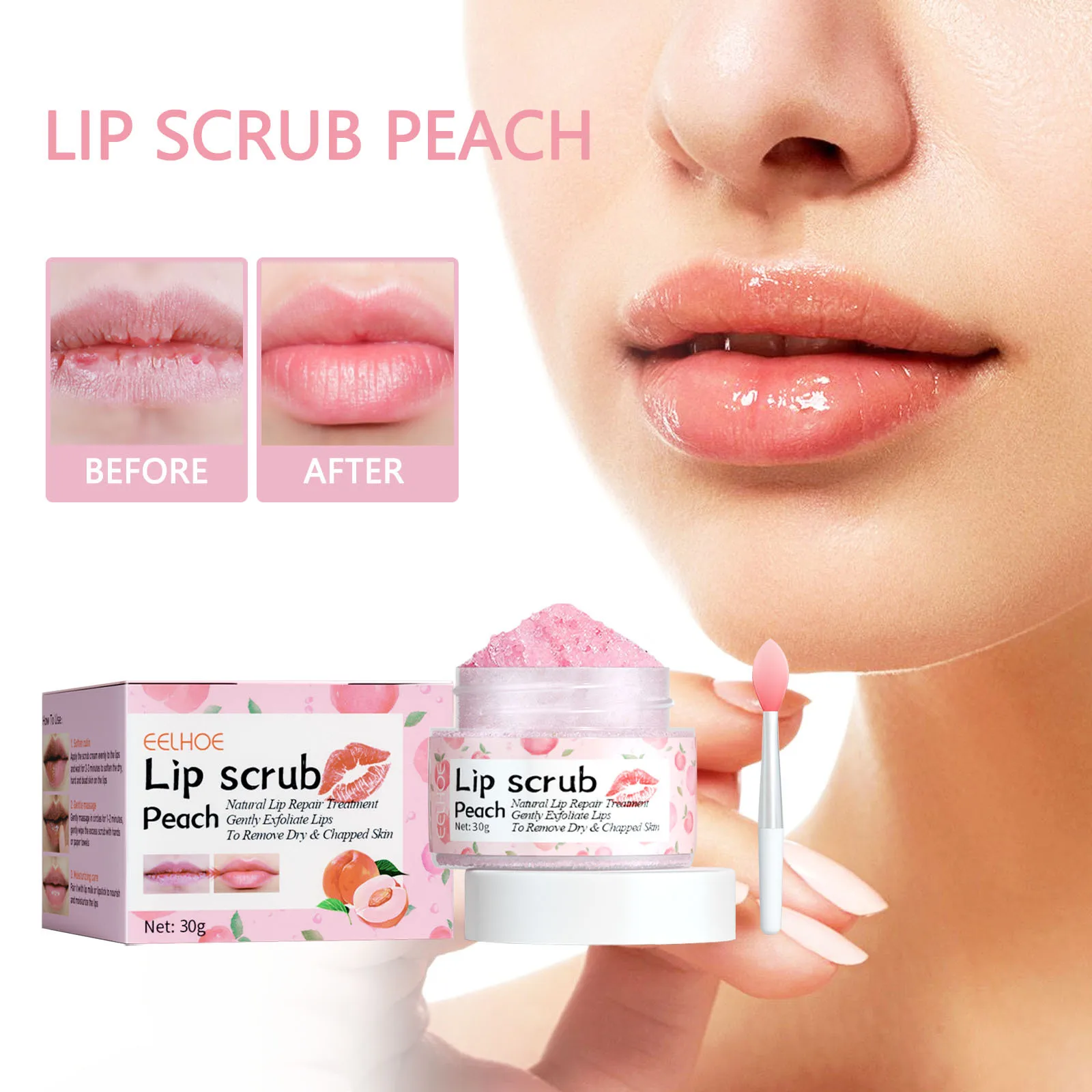 

30g peach lip scrub moisturizing and hydrating desalination lip lines dead skin glowing lip and tender lip scrub