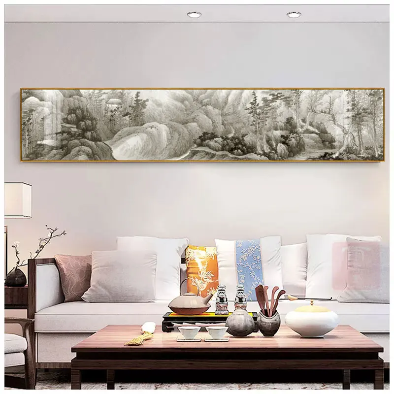 

Vintage Chinese Scenery Style Canvas Print Landscape Large Size Bedside Ornament Wall Picture Painting Poster Art Bedroom Home D