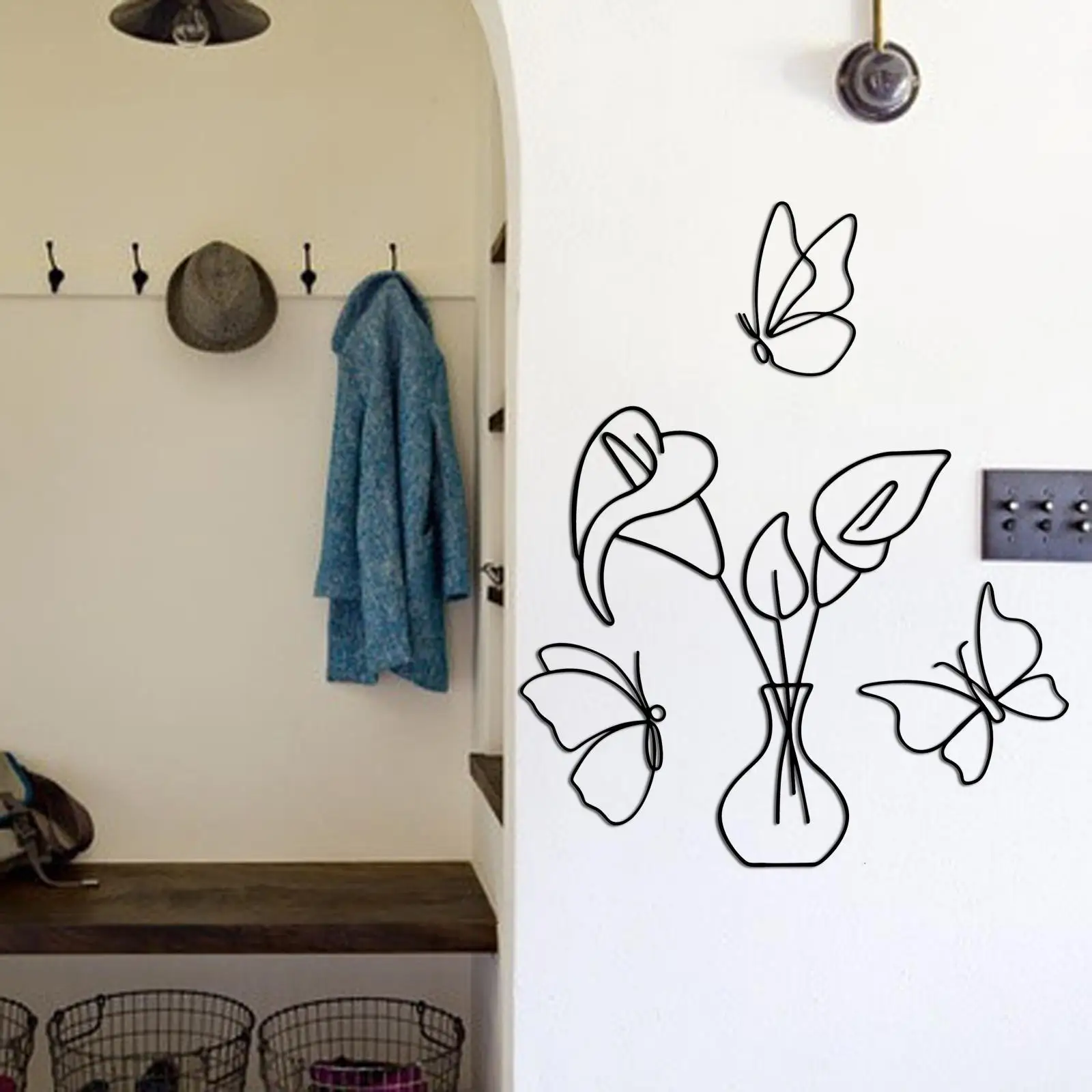 

Butterfly Wall Decor, Decorative Minimalist Modern Iron Metal Vase for Dining Room Home Decorations