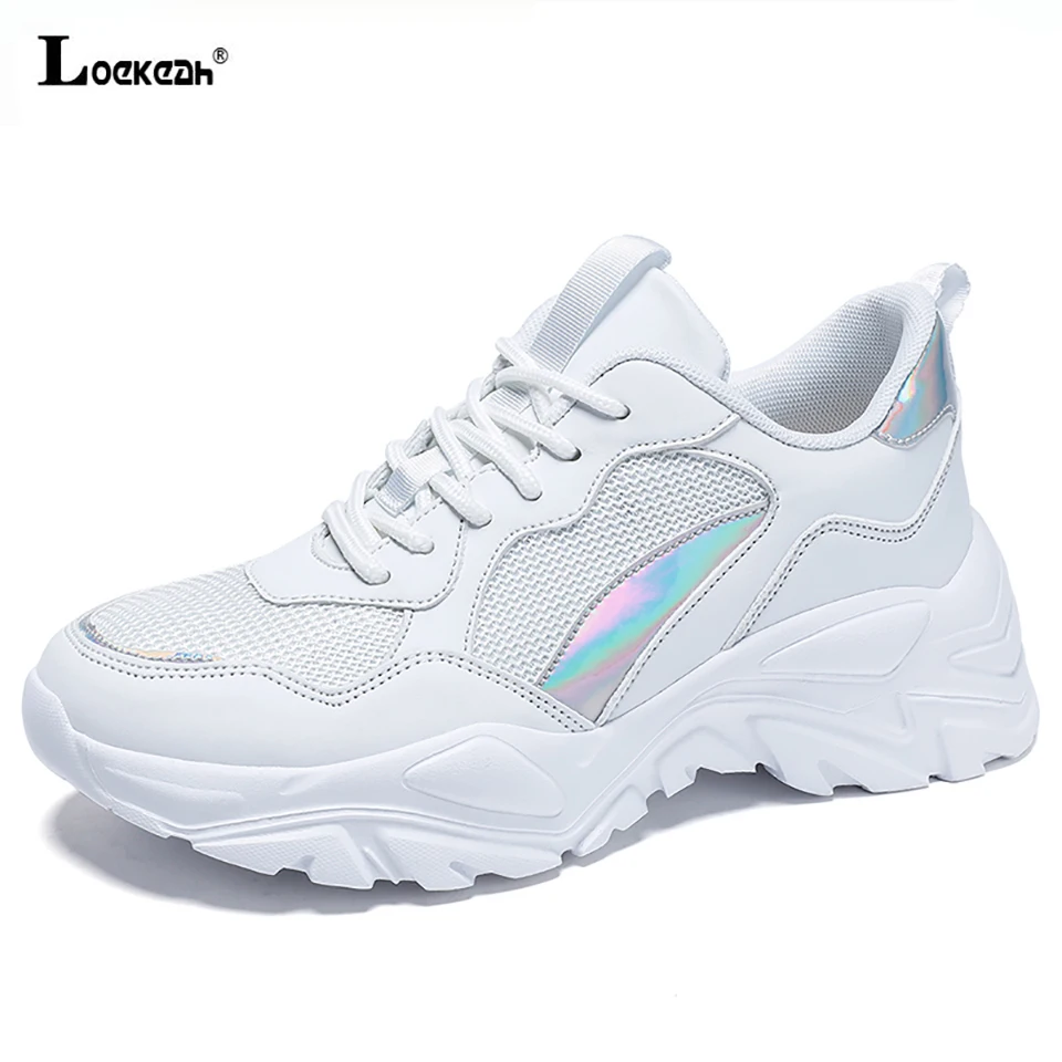 

Loekeah Couple Platform Casual Shoes Breathable Clunky Sneaker Lace-Up Breathable Mesh Walking Running Footwear Outdoor Fashion