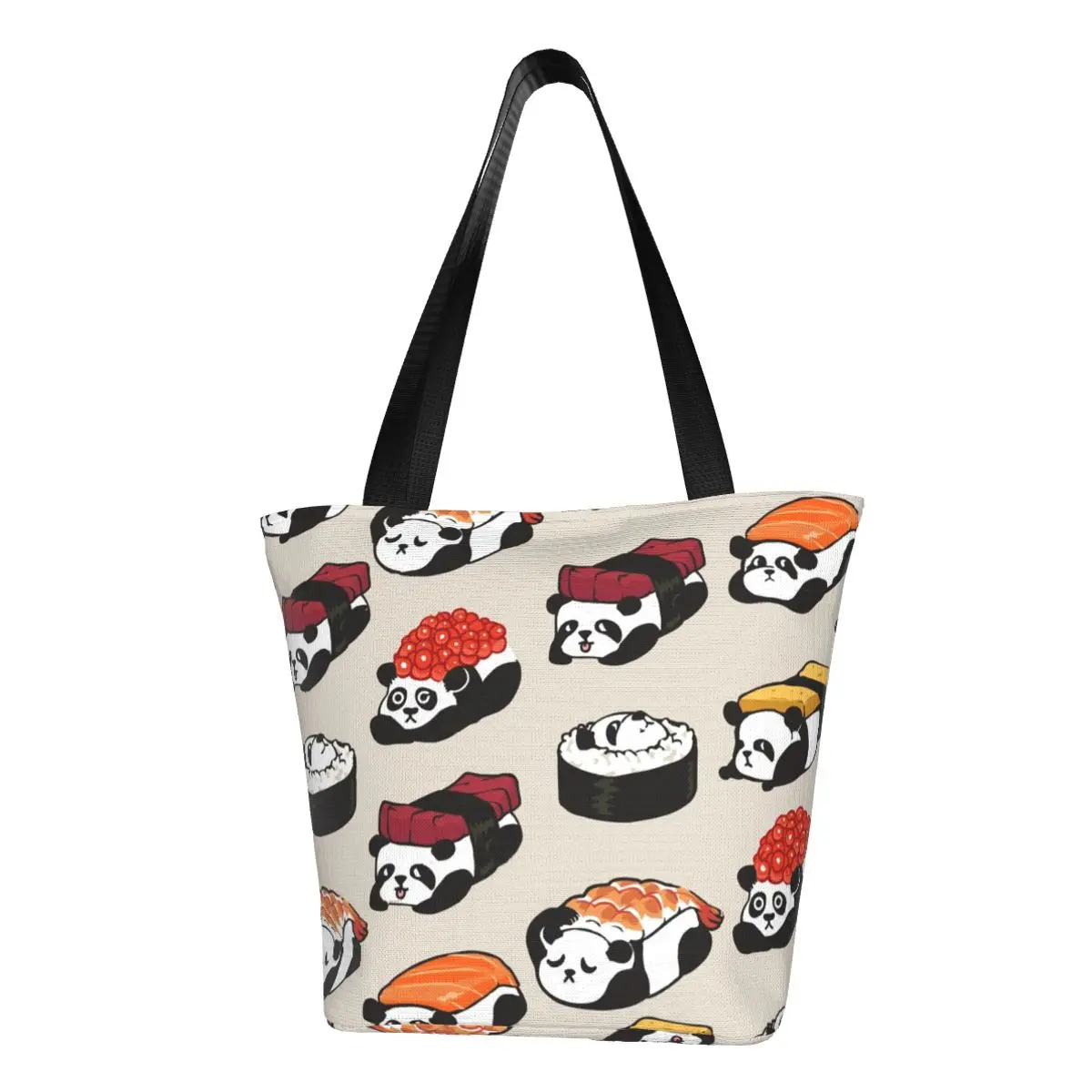 

Сумка-шоппер с изображением панды для суши, тамаго, панды, животных, милый Принт, женские сумки для покупок, стильная эко-сумка, полиэстер, женские сумки для работы