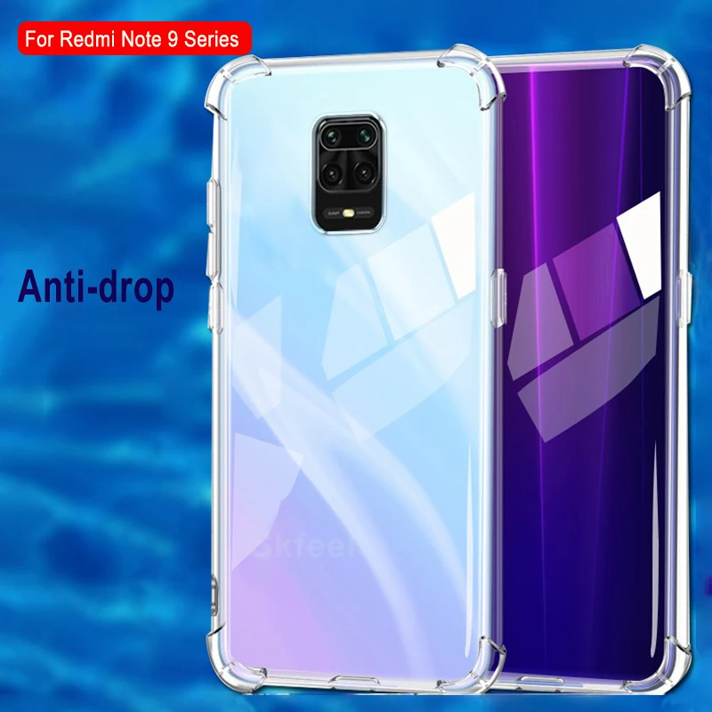 

Shockproof Silicone TPU Case For Xiaomi Redmi Note 9 Pro Max 9T 9S Note 9 5G 10X 4G Transparent Dustproof Non-Slip Cover