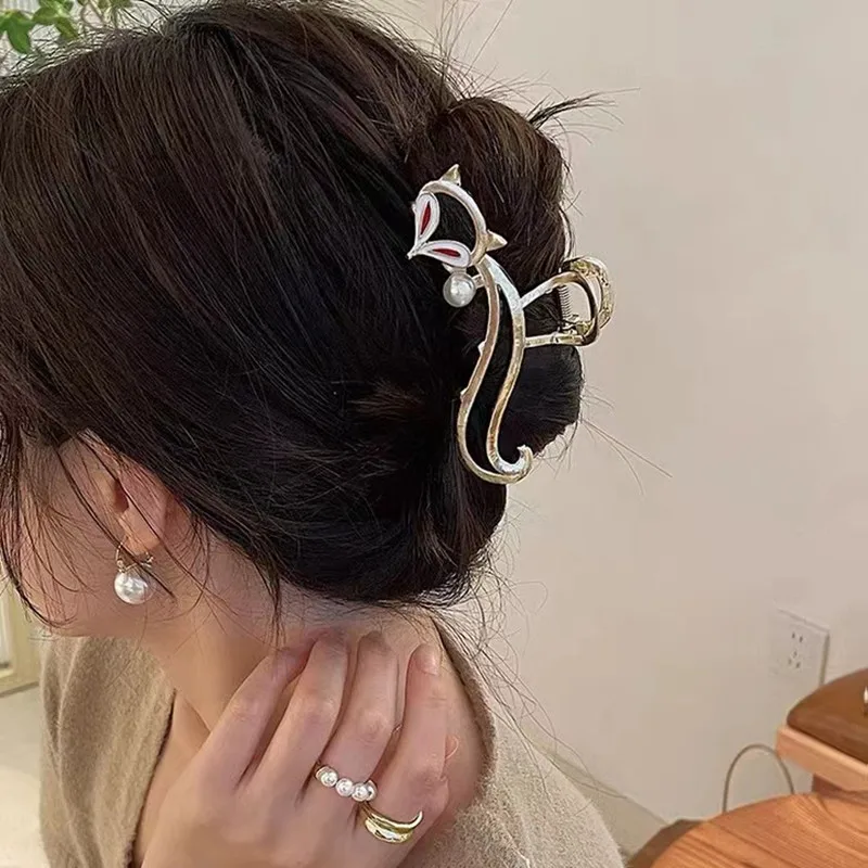 

Fox Hair Claw For Women Elegant Gold Color Metal Hair Clips Barrette Crab Headband Ponytail Clip Headwear Hair Accessories Tiara
