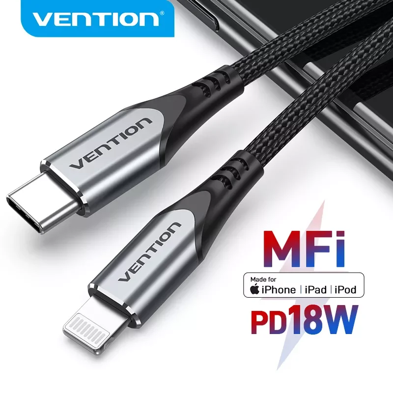 

Vention MFi USB Type C to Lightning Cable for iPhone 12 Pro Max 8 Fast Charging PD 18W USB C Charger Data Cable for Macbook Pro