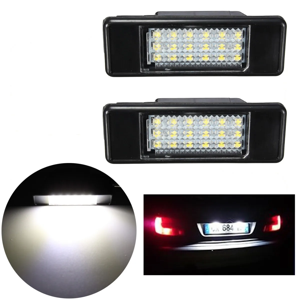 6000K 2x Car Rear 18 LED SMD License Number Plate Light Lamp For Peugeot 106 207 307 308 406 407 For CITROEN C3 C4 C5 C6 C8