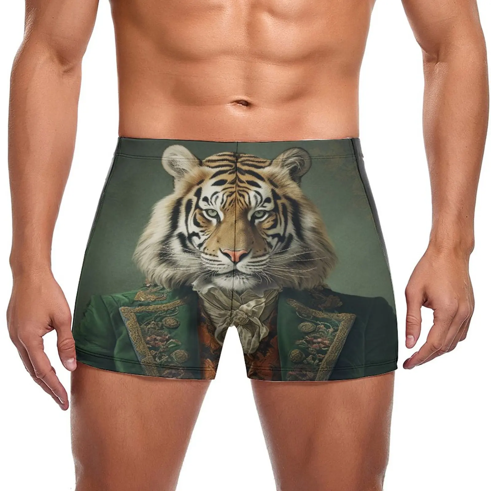 

Купальные трусы Tiger Dapper, одежда для потрясающих портретов, быстросохнущие боксеры для плавания с принтом, мужской купальник пуш-ап для бассейна