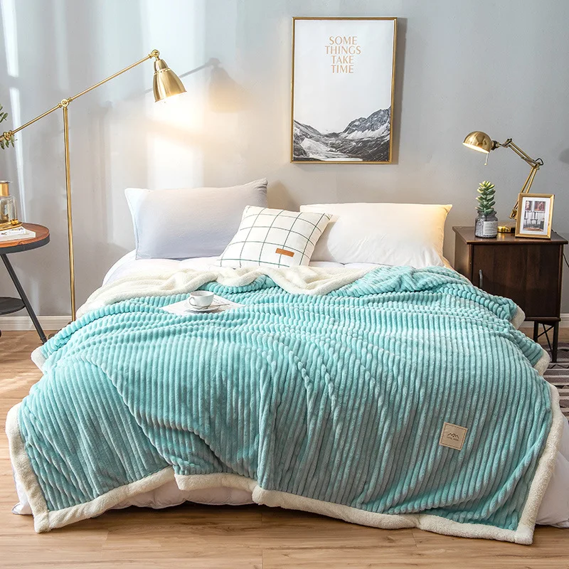 

Double Layer Lamb Velvet Luxury Blanket Quilt Summer Air Conditioning Blanket Coral Velvet Magic Velvet Small Blanket Nap Blanke
