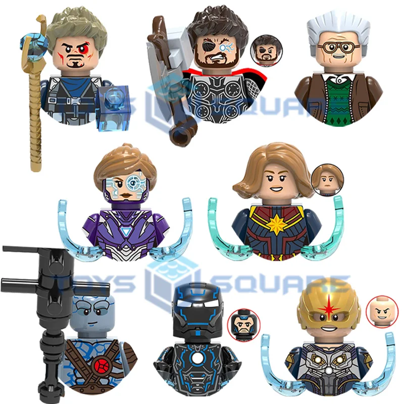 

Iron Man Tony Stark Thor Captain Marvel Stan Lee Nova Pepper Korg Model Building Blocks MOC Bricks Set Gifts Toys