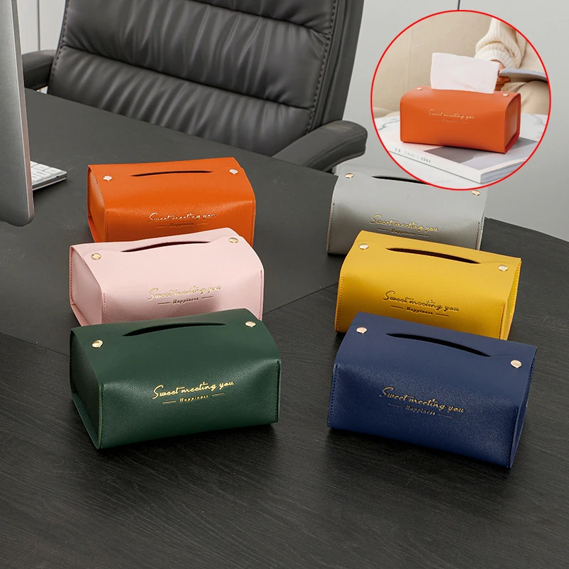 

Новинка 2022, коробка для салфеток из искусственной кожи, контейнер для салфеток для автомобиля, держатель для салфеток, коробка для хранения,...