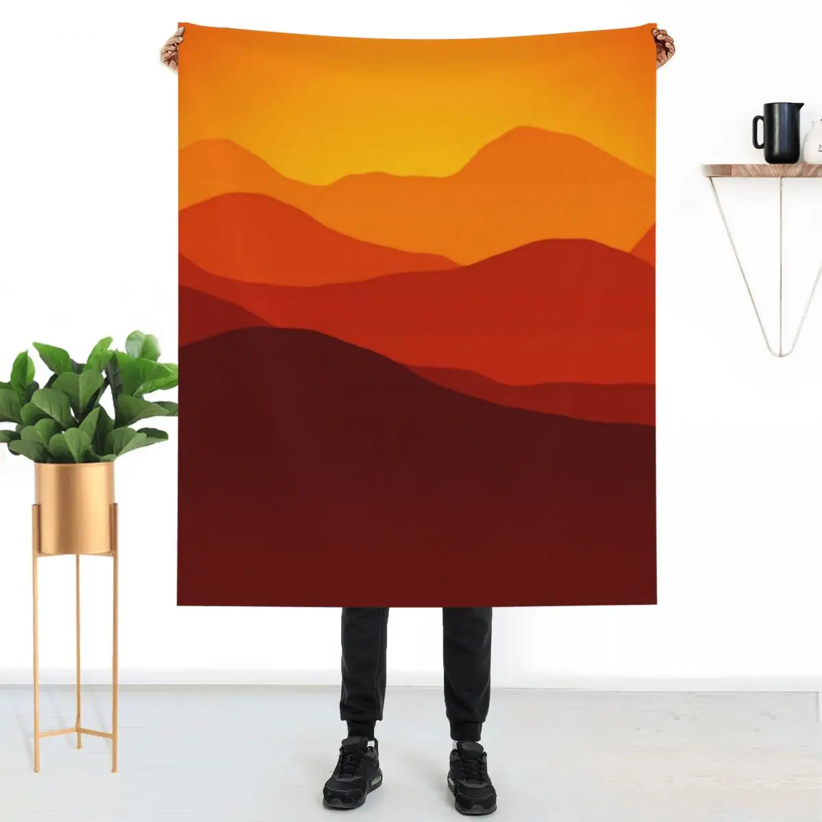 

Red Sunset Blanket Mountains Print Thick Cute Throw Blanket Couch Warm Winter Blankets