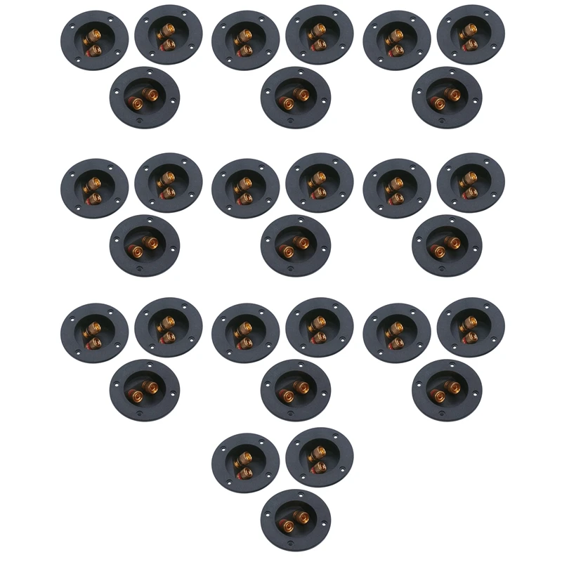 

30 Pcs DIY Home Car Stereo 2-Way Speaker Box Terminal Binding Post Round Spring Cup Connectors Subwoofer Plugs (Black)