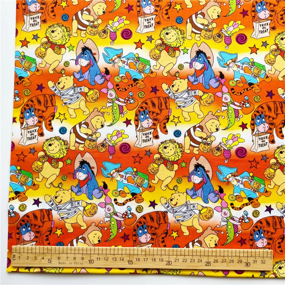 Распродажа хлопковая ткань из мультфильма Disney на Хэллоуин Микки Минни Стич пух