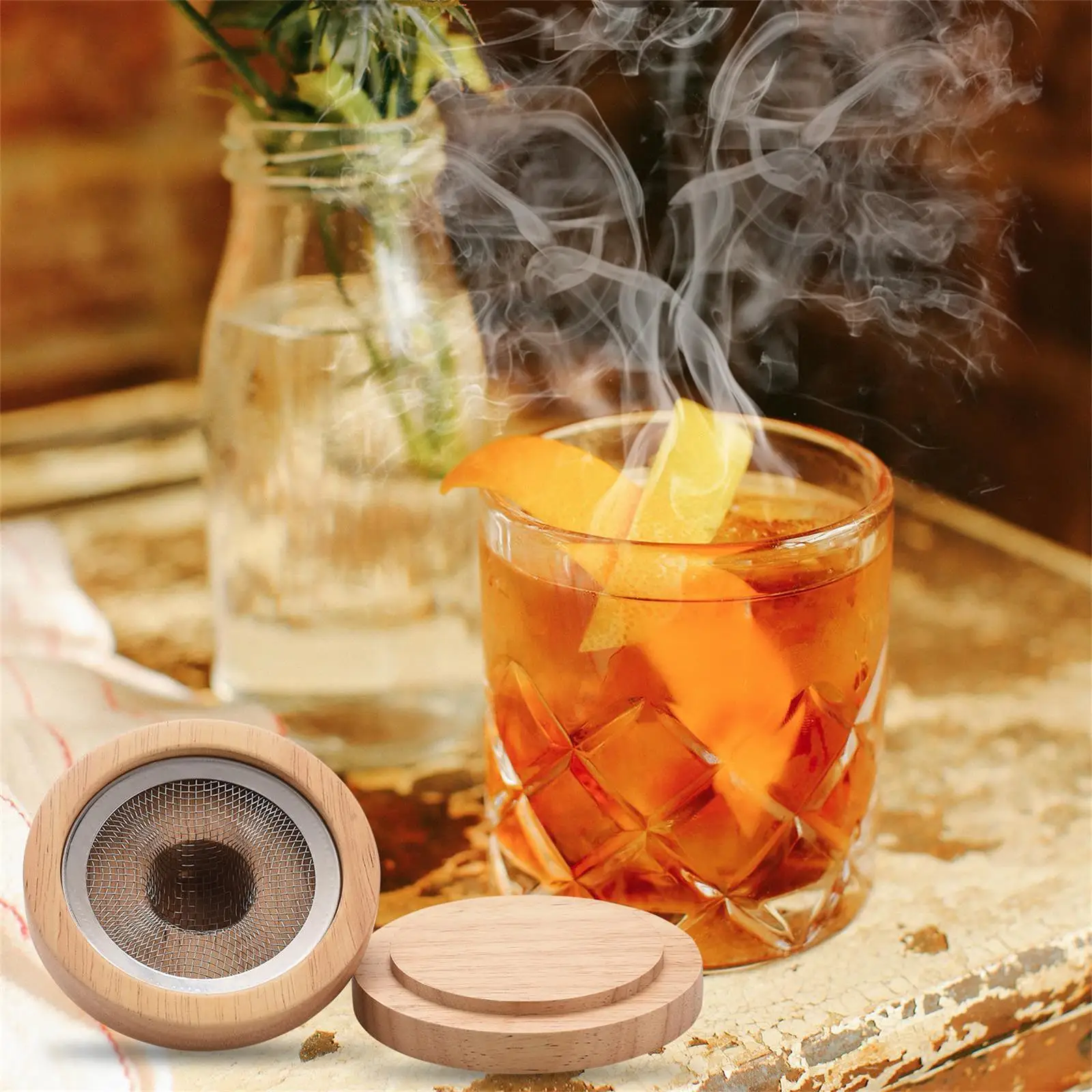 

ocktail Smoker Kit, Bourbon Smoker Kit with Torch Vintage Smoker Kit for Whiskey Cocktails Drinks and Meat Gift