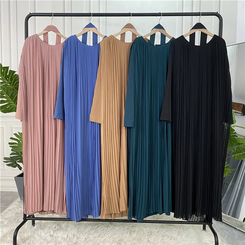 Eid Mubarak Muslim Fashion Jumpsuit Long Arabic Dress Hijab Islam Turkish Clothing African Dresses for Women Pleated Abaya Dubai