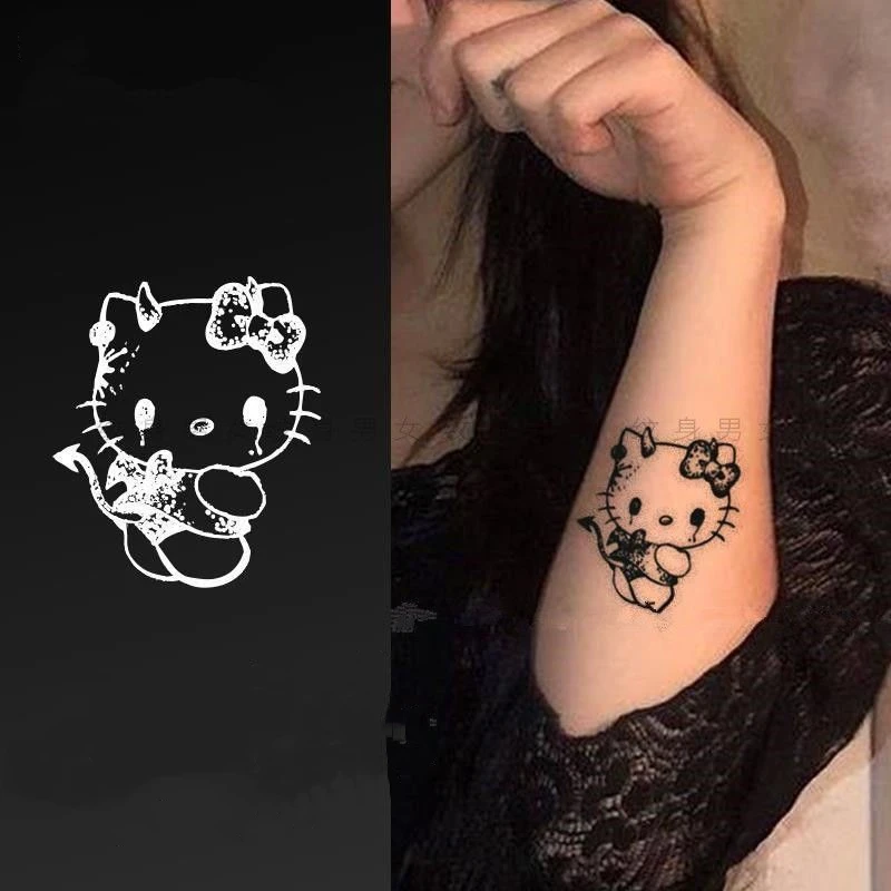 

Kawaii Sanrio Cartoon Hellokitty Mymelody Kuromi Herbal Tattoo Stickers Semi-Persistent Waterproof Non-Fading Juice Tattoo Gift