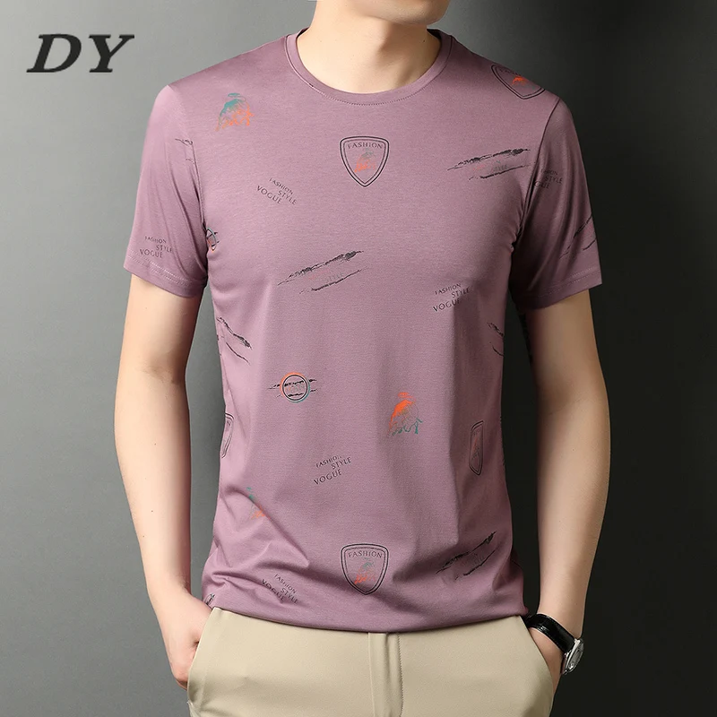 

Футболка мужская из мерсеризированного хлопка, модная дизайнерская рубашка, деловая повседневная одежда с коротким рукавом, эластан, весна