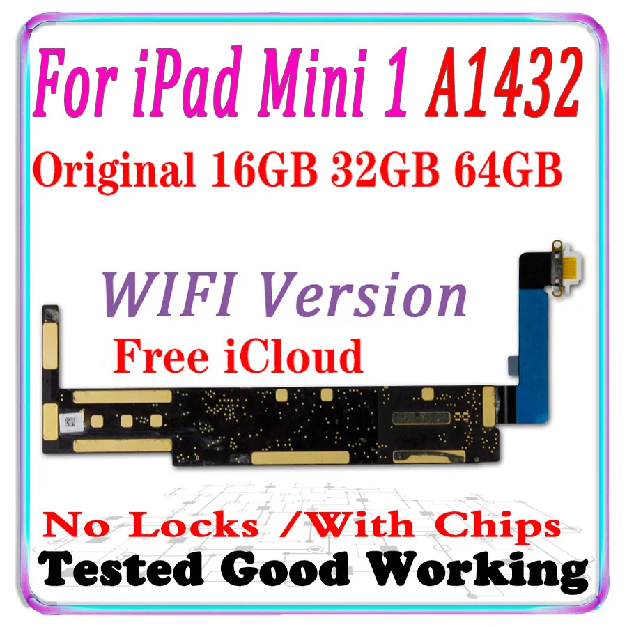 A1432 WLAN версия для iPad MINI 1 Материнская плата 16 ГБ 32 64 100% оригинальная