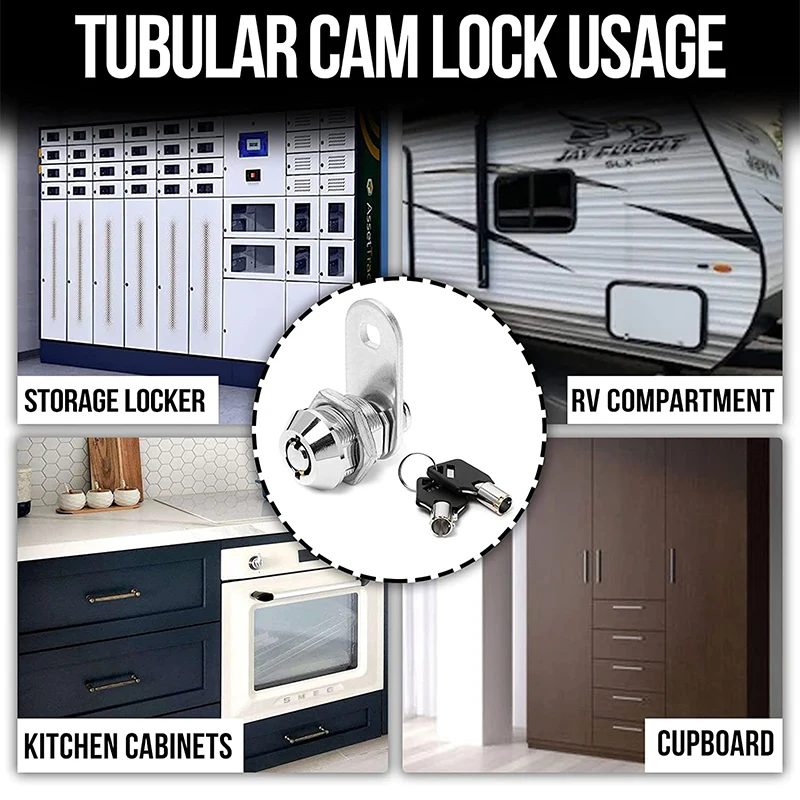 

Tubular Cam Lock with 5/8" Cylinder and Chrome Finish Keyed Alike