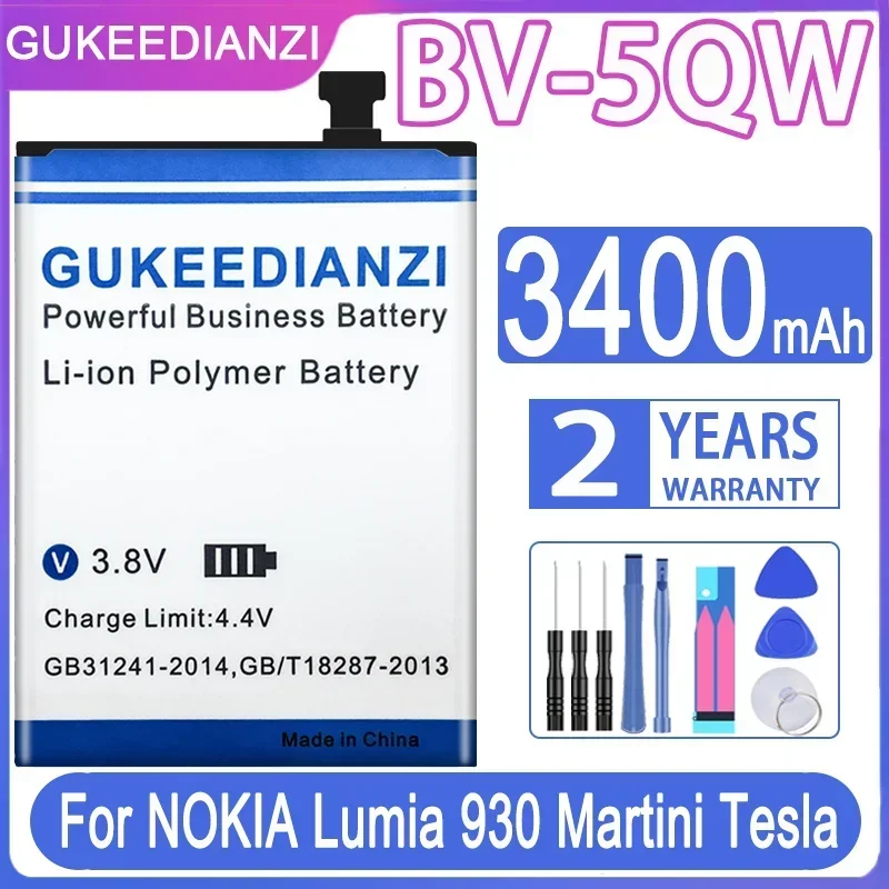 GUKEEDIANZI BV-5QW 3400 мАч Сменный аккумулятор для Nokia Lumia 930 929 RM927 Lumia930 BV5QW Литий-полимерные