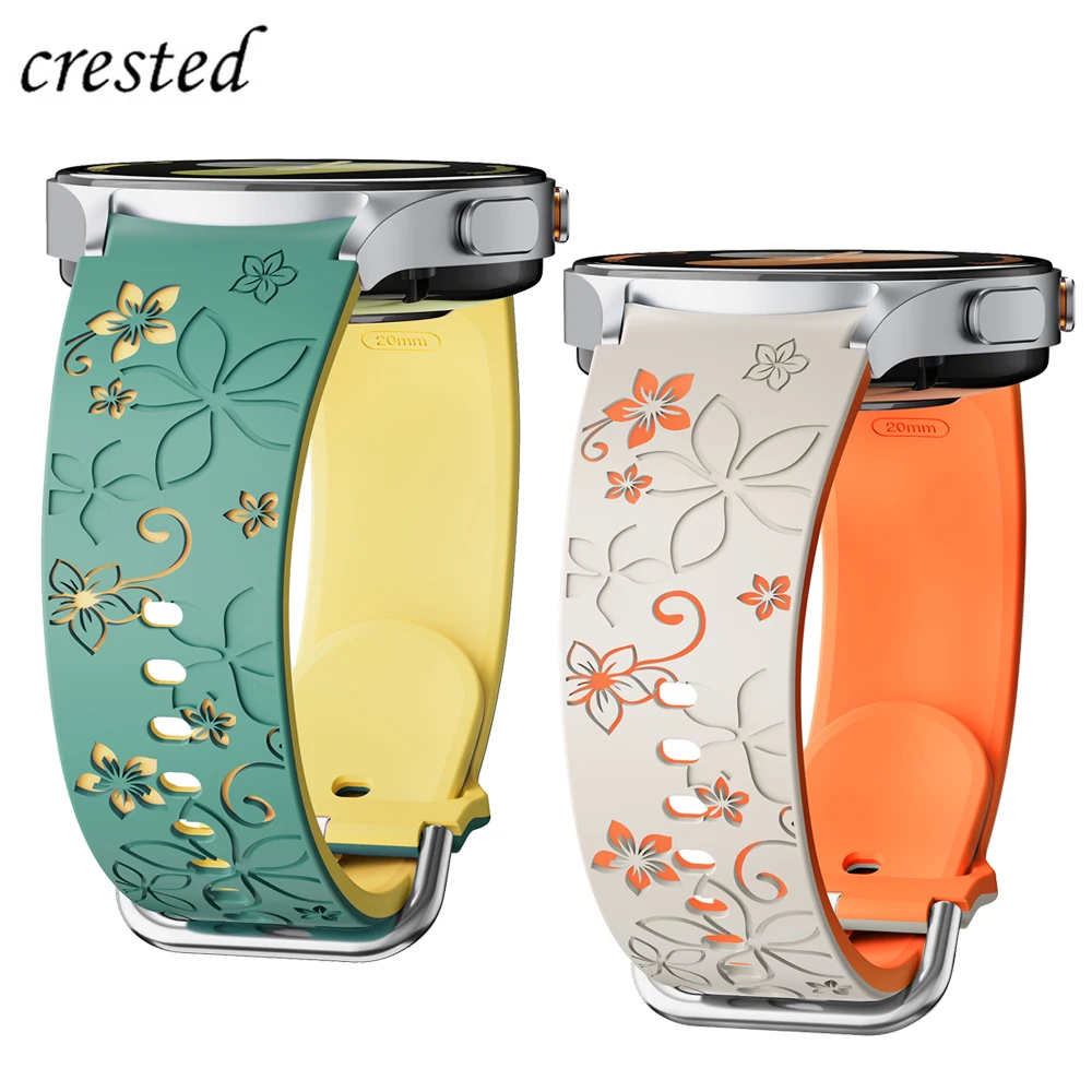 Engraved Silicone Strap for Samsung Galaxy Watch 7 FE/6 4 Classic/5 Pro 45 No Gaps Sport Bracelet Band 44mm 40mm