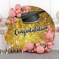 gold glitter class of 2022 circle backdrop congratulation graduate prom party portrait customized photography background cover