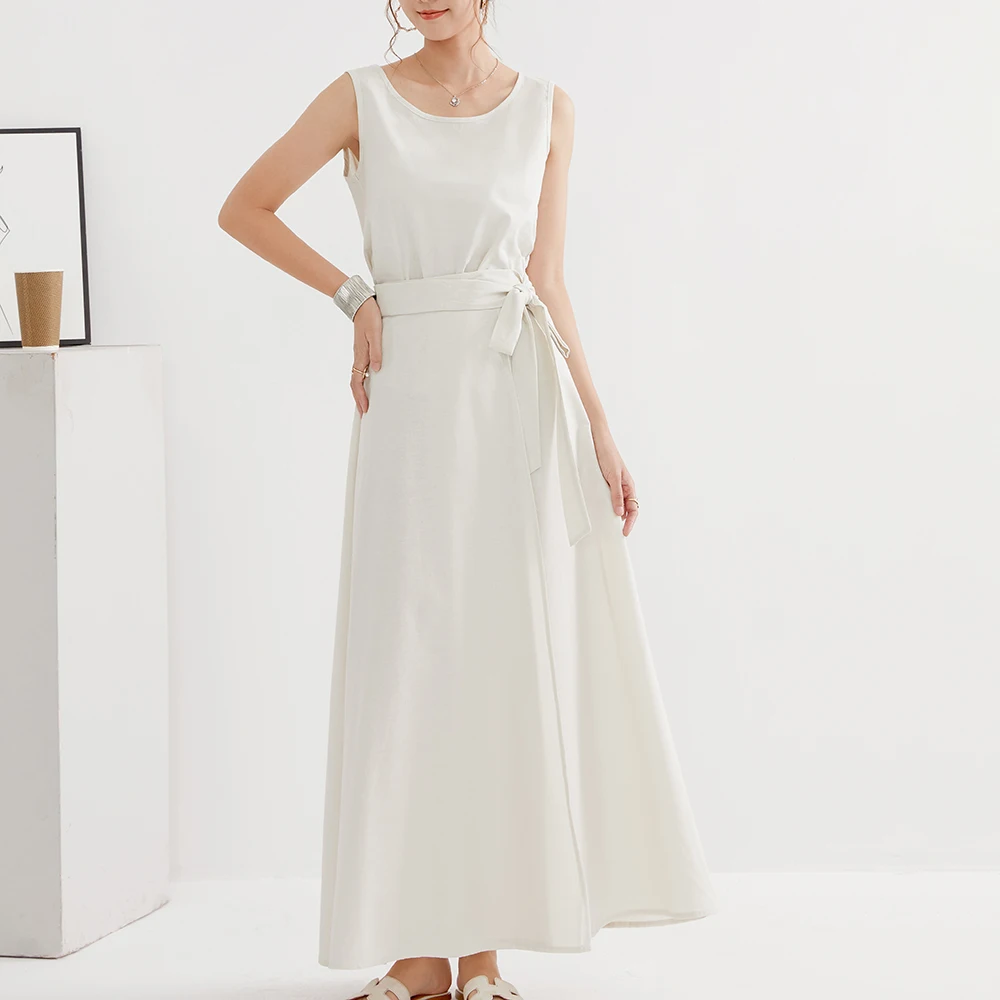 

Women's Two Piece Sets T-Shirt Plain Casual Pullover Sleeveless Tank Top And Long Skirts Solid Color Korea Fashion 2 Piece Set