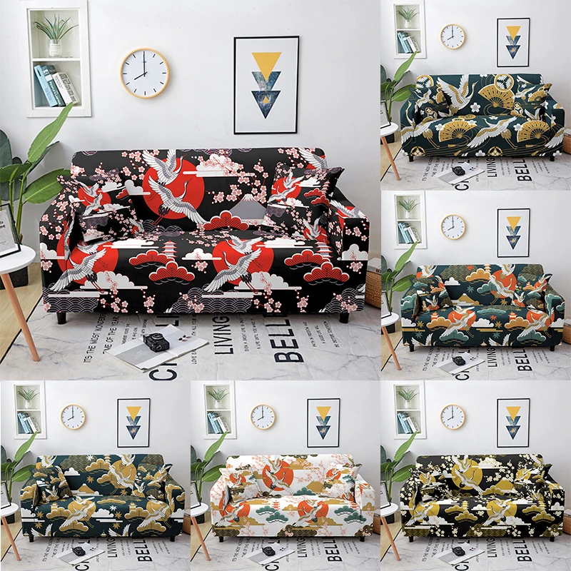 

Модный чехол для дивана с восточным рисунком красного короночного Журавля, с рисунком облаков, декоративный комод, аксессуары для дома и ин...