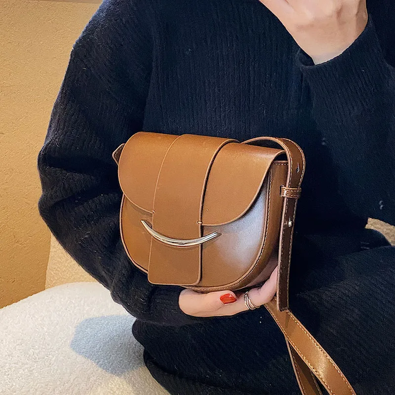 Mini PU Leather Saddle Crossbody Bag 2023 Fashion Luxury Brand Women Designer Spring One-shoulder Bag Side Handbags and Purses