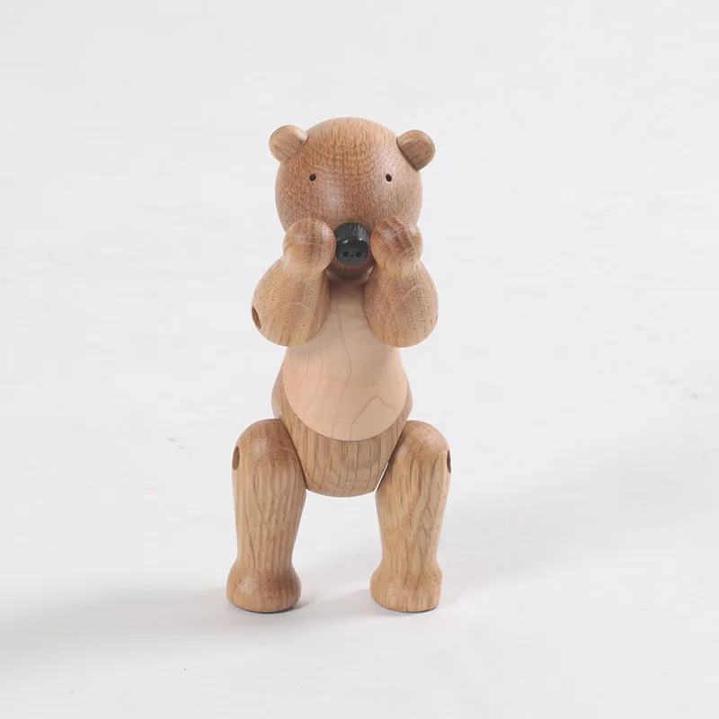 

Home Decoration Solid Wood White Oak Little Bear Children's Birthday Gifts Wooden Toys Handicrafts Decoration Ornaments