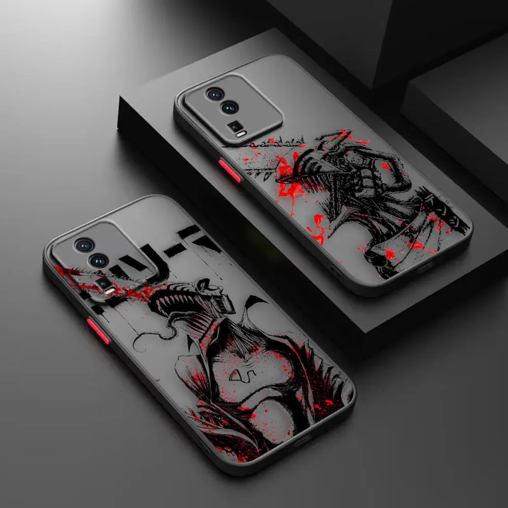 

Matte Case for VIVO X90 X80 X70 5G X60 X50 X30 IQOO NEO 3 5 PRO PLUS X27 X23 X20 Case Funda Coque Shell Black Anime Chainsaw Man