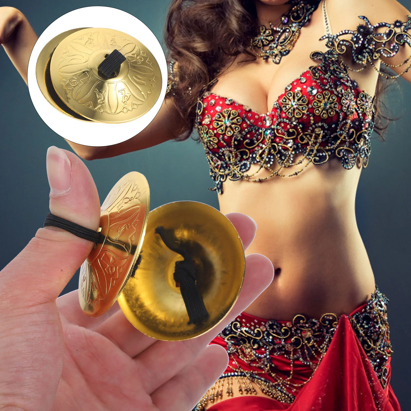 

2 Pairs Belly Dancing Finger Cymbal Kids Instruments Small Copper Cymbals Bronze Dance Woman