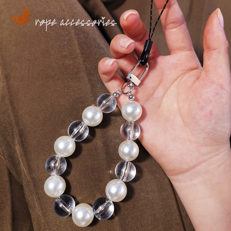 

Mobile Phone Lanyard Crystal Beads Wrist Pearl Pendant Women's High-end Handmade Ball Pendant Anti-lost Pendant Wrist Lanyard