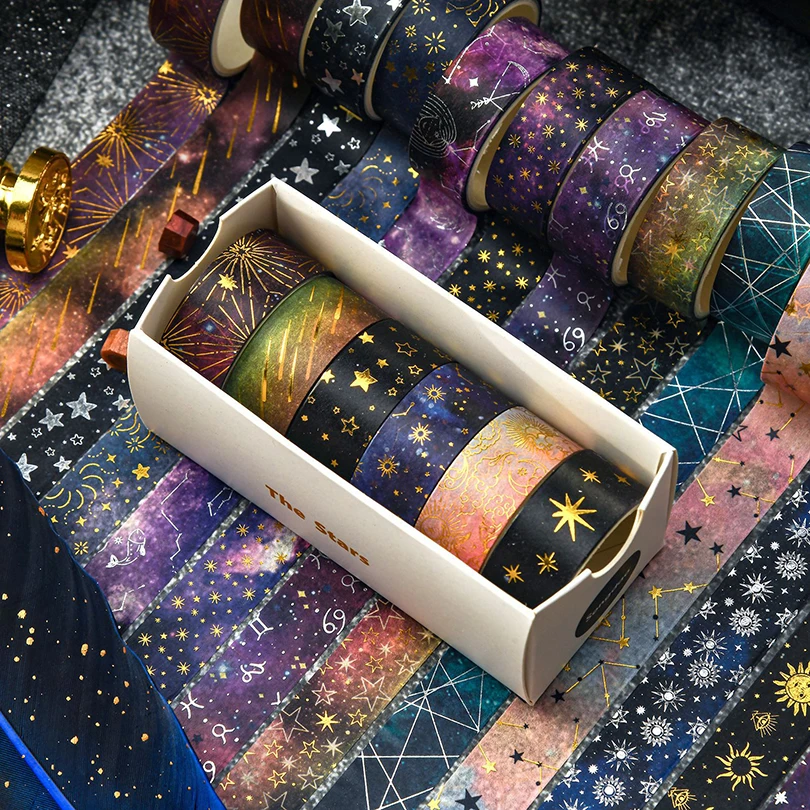 6 шт. или 12 ленты васи со звездным небом принадлежности для скрапбукинга фольга