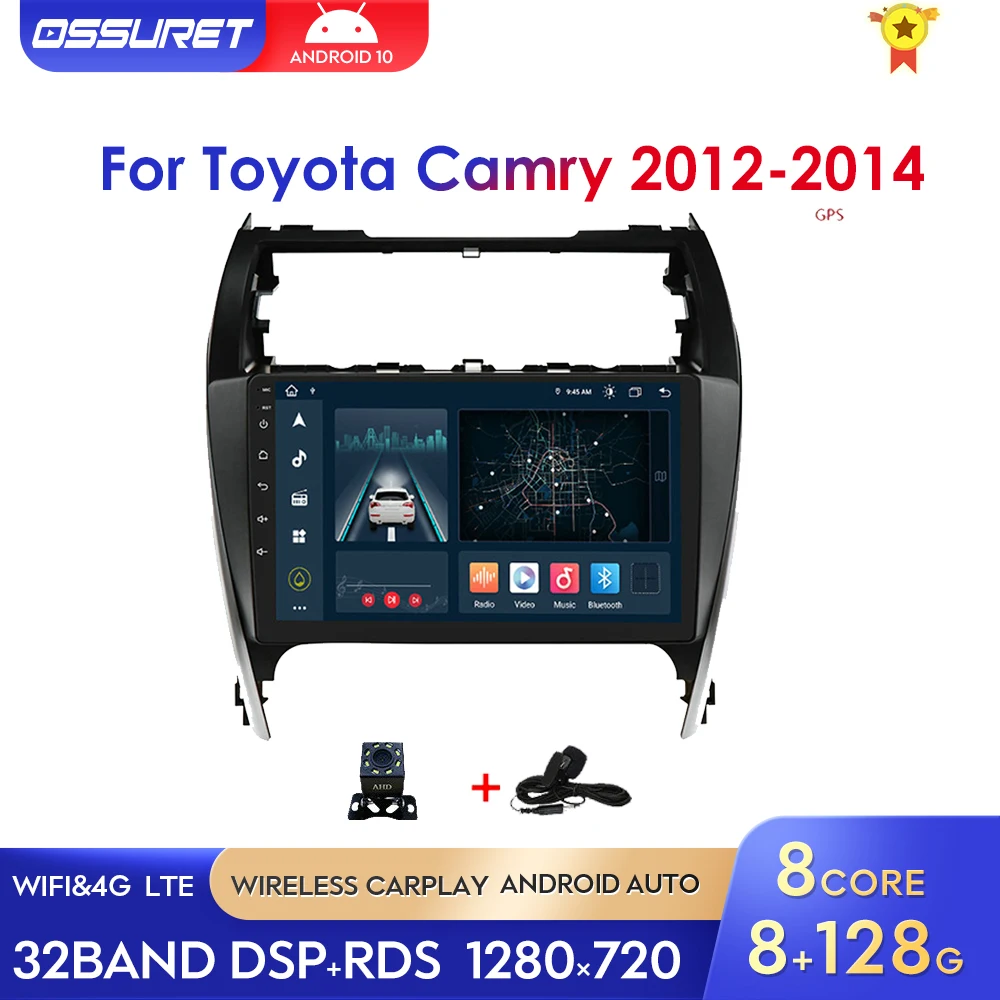 

Автомобильный радиоприемник на Android 10 для Toyota Camry 2012-2014, американская версия, Автомобильная Мультимедийная система, Авторадио, GPS-навигация, ...