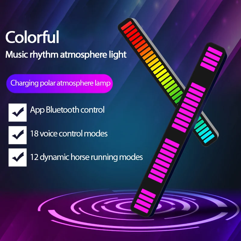 

Sound Control LED Light Pickup Lights App Control Voice Activated Rhythm Light RGB Color LED Lamp Bar of Music Ambient Light